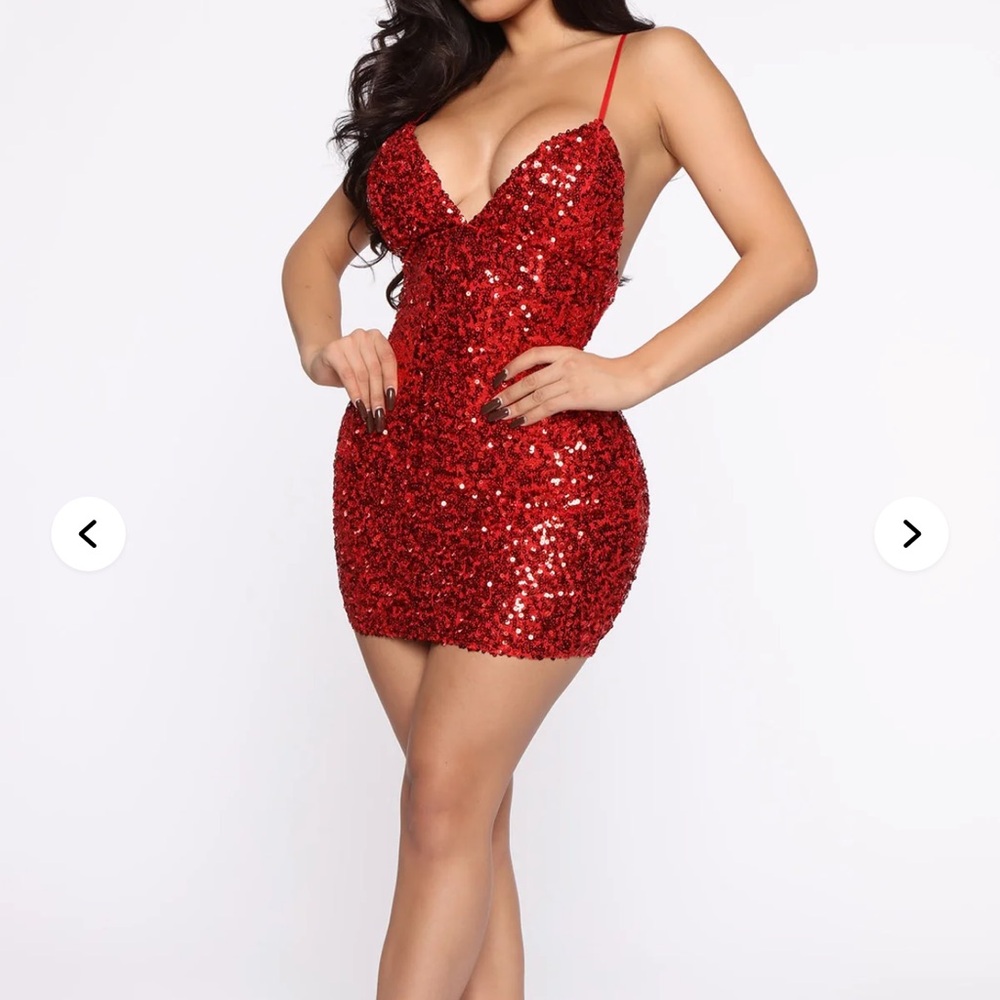2025 Sparkling Red Mini Dress XL